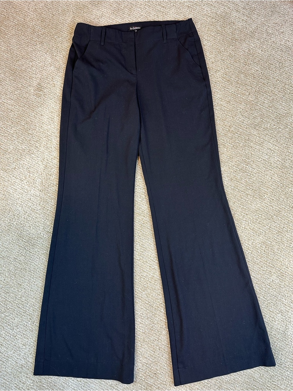 Vintage La Chateau Black Flare Dress Pants Trousers Office Siren Y2K Career 5/6